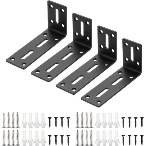 L-förmiger Eckverbinder – Rechtwinkliger Winkel mit Schrauben – Zur Befestigung von Möbeln und Regalen – Schwarz – 60 x 120 x 40 mm – 4 Stück (1/5)
