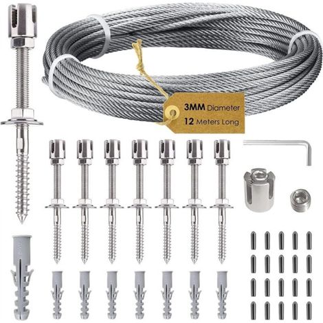 Climbing Plant Support Frame Trellis, 12 Meters Stainless Steel Rope, Trellis Fixing Kit for Garden and Home (1/5)