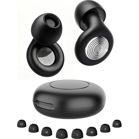 Tapones para los oídos para dormir, Boule Quies 2026, reducción de ruido de 45 dB, silicona reutilizable y cómoda para dormir, viajar y concentrarse, 4 tamaños (XS/S/M/L) - Negro (1/5)