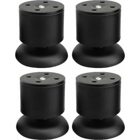 ZVD 4er-Set schwarze Möbelbeine – 6 cm verstellbare Tischbeine aus Edelstahl mit Gummifüßen und Schrauben – Crezuo