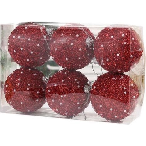 Boule De Noël - En Mousse - Diamant Paillettes - Pour Arbre De Noël Intérieur Extérieur - Lot De 6 (1/4)