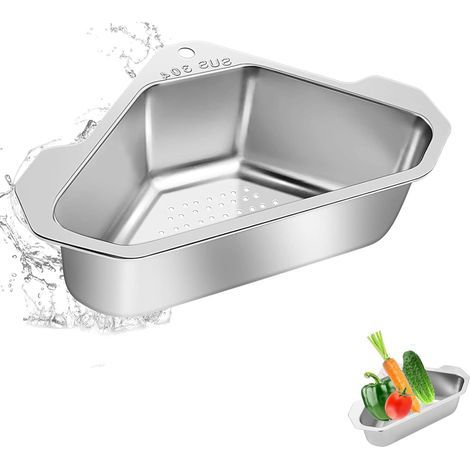 Abtropfkorb für die Küchenspüle, Abtropfsieb-Aufbewahrungskorb, dreieckiger Abtropfkorb mit Saugnapf zum Filtern von Speiseresten und Waschen von Obst (1/5)