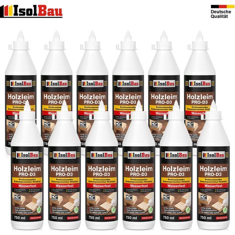 Holzleim D3 Holzkleber Weißleim 12 x 750 ml (860 g) Wasserfest Leim Kleber (1/5)