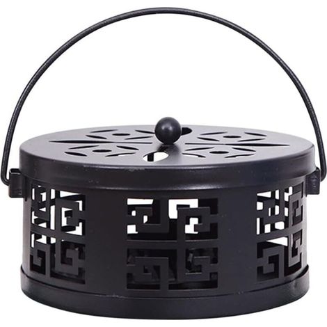Supporto per spirali antizanzare, supporto per spirali antizanzare, bruciatore di incenso con manico e coperchio, bruciatore di incenso antizanzare portatile per casa e giardino