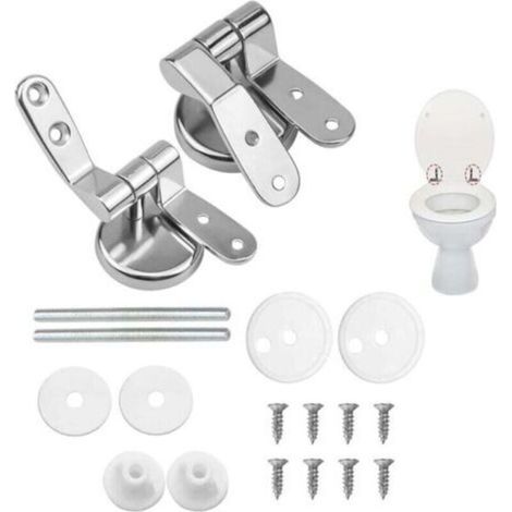Attaches Charnière Abattant WC, Lot de 2 Charnières de Rechange pour Lunette de Toilette avec Fixations en Alliage,charniere abattant wc (1/4)