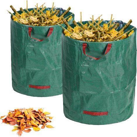Sacchi verdi per rifiuti, sacchi per scarti da giardino, set da 2 sacchi da giardino da 272 litri, sacchi da giardino robusti e resistenti per rifiuti da giardino (1/5)