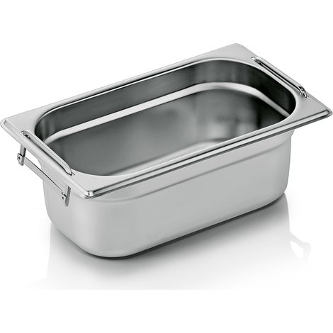 Bac inox GN 1/4 H 100 mm 2,8 ltr poignées rabattables GN CORE - Was Germany