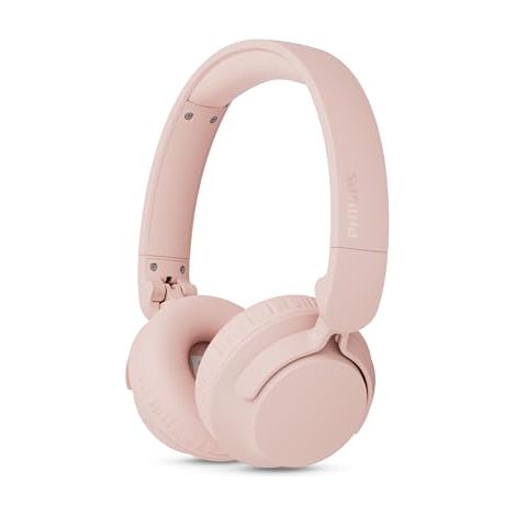 PHILIPS TAH4000PK Auriculares inalámb. on‑Ear, 70h reprod., Graves dinámicos, Drivers 32mm, Bluetooth 6.0 multipunto, Empar. rápido, Almohadillas y batería Intercambiables, Plegables y Ligeros – Rosa