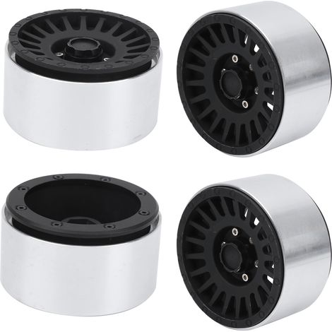 Jante en alliage CNC 2.2 pouces pour véhicule RC 1/8 1/10, roue tout-terrain pour modèles radiocommandés - Noir (1/5)