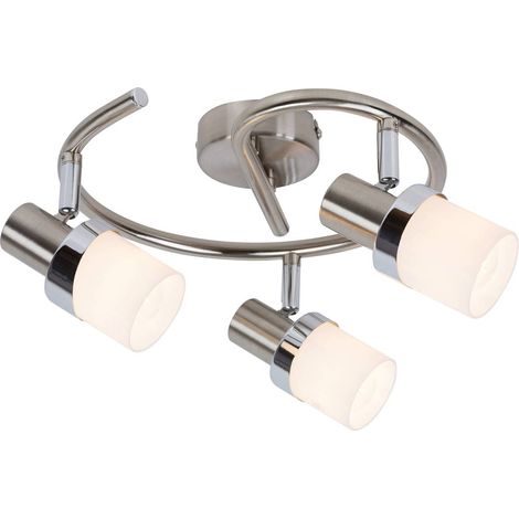 Spot Light Metal & Finian. Verre chrome satiné / chrome / opale Ø30cm (1/4)