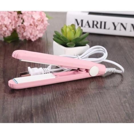 Mini piastra per capelli in ceramica, 1 pezzo, mini arricciacapelli, strumenti per lo styling dei capelli, arricciacapelli, piastra rosa 1 pezzo - FJFK1387 (1/4)