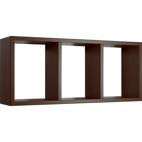 Mensola cubo 3 scomparti scaffale marrone soggiorno salotto camera moderno Tristano (1/4)
