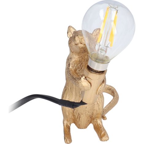 Lampe animalière à éclairage doux, utilisation simple, image réaliste, lampe souris moderne en résine pour la décoration de la maison, d'un café, d'un bureau ou d'une chambre, couleur or (Royaume-Uni) (1/5)