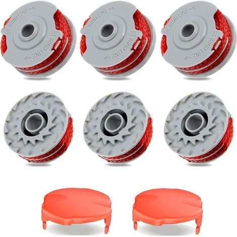 6 bobines de fil pour coupe-bordure Flymo FLY021 513937190,double bobine nylon standard avec alimentation automatique,avec 2 capuchons,bobine rechange pour Flymo Contour XT/500E/500 XT/Trim (1/5)