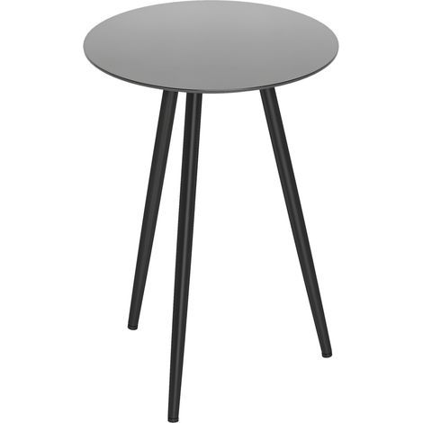 Kleiner runder Couchtisch/Beistelltisch, Tischplatte aus gehärtetem Glas, konische Beine, Stahlgestell, Ø 40 x 50 cm, schwarz (1/5)