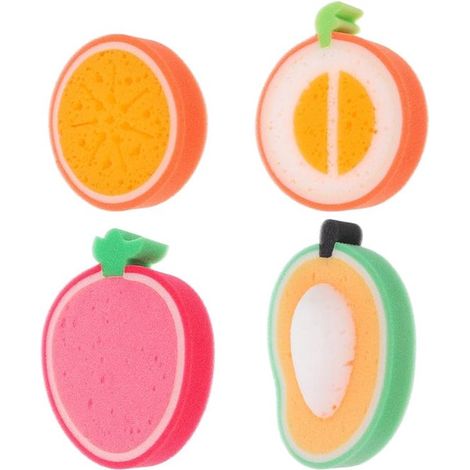 Ensemble de 4 éponges de bain douces pour enfants en forme de fruits (1/5)