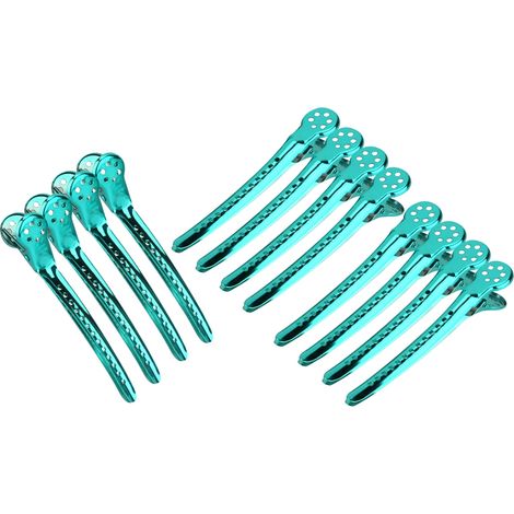 Lot de 12 Pinces à Cheveux Professionnelles, Clips de Coiffure pour Salon, Épingles de Sectionnage Vertes, Accessoires de Styling pour Coiffeur (1/5)
