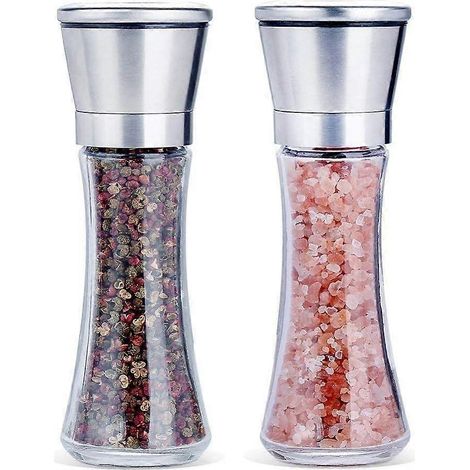 Ensemble de moulins à sel et à poivre, salières et poivrières en acier inoxydable brossé (lot de 2) (1/5)