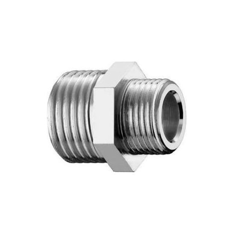 NIPLES RIDOTTO IN OTTONE CROMATO 1/2" x 3/4" VITE DOPPIA RIDOTTA RACCORDO GIUNTO
