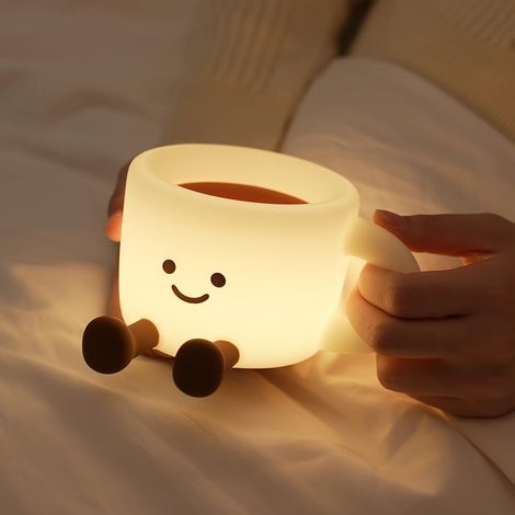 Lampada notturna a forma di tazza da caffè in silicone, dimmerabile e con colori variabili (ricaricabile tramite USB). (1/5)