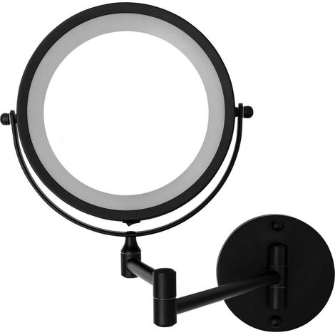 Miroir cosmétique mural MARY, LED, dia. 130 mm, noir (1/3)