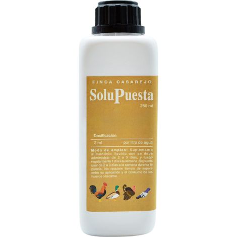 Solupuesta - Mejora la Calidad de la cáscara del Huevo – Suplemento Alimenticio para Gallinas y otras Aves de Corral – (250ml)
