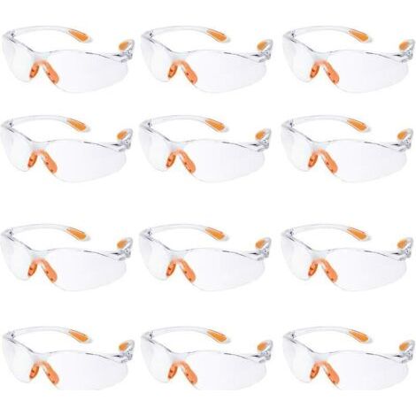 BUNTHAUS PA Lot de 12 Lunettes de Sécurité Transparentes Anti-Rayures avec Nez en Caoutchouc pour Chantier (1/4)