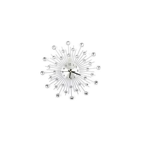 Horloge murale moderne en cristal 3D, 30 cm en métal argenté avec miroir étincelant et strass - Décoration murale ronde - Aiguille numérique en métal - Pour pendaison de crémaillère, salon (1/5)