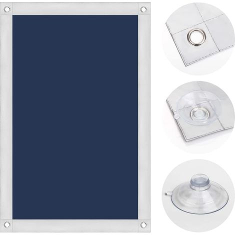 Store thermique pour fenêtre de toit, protection solaire, store occultant pour Velux, protection thermique sans perçage avec ventouses, 60 x 78 cm (l x L), pour MK04, bleu foncé (1/5)