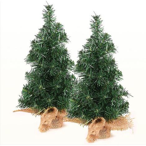 2 Pièces Petit Sapin de Noel 30 cm Mini Sapin de Noel avec Base en Sac de Jute Sapin Artificiel pour Noël comme Décoration Fête Décoration Noel Petit Bureau (1/5)