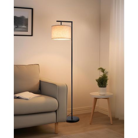 Lampadaire sur Pied Salon avec Abat-jour à Angle Réglable en Lin Beige, E27 Douille, 2700K Ampoule Incluse, Lampe à Pied en Métal avec Interrupteur à Pédale pour Chambre, Salon, Bureau (1/5)