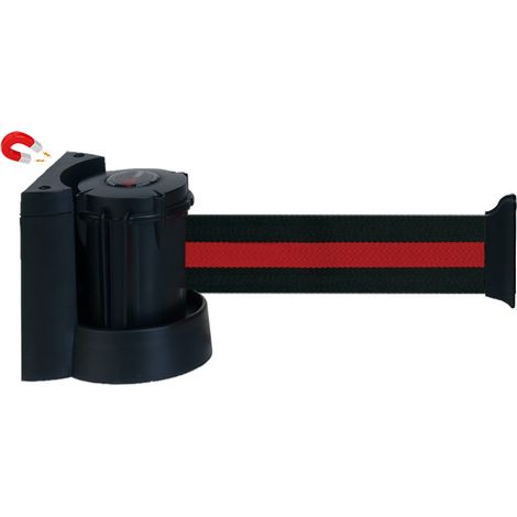Enrouleur mural magnétique avec sangle Noir/Rouge 5m x 50mm - 2051101 (1/4)