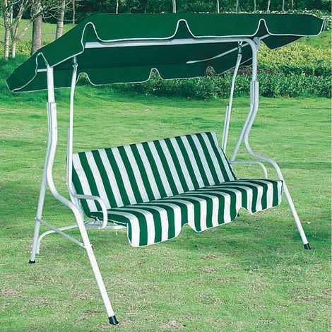 Dondolo Sofa 3 Posti in Acciaio Verniciato Telo Bianco/Verde