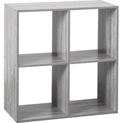 Étagère modulaire 5five Mix 'n Modul Cube à 4 compartiments, effet chêne gris, 67,5 x 32 x 67,5 cm – Rangement modulable pour salon, chambre, bureau (1/4)
