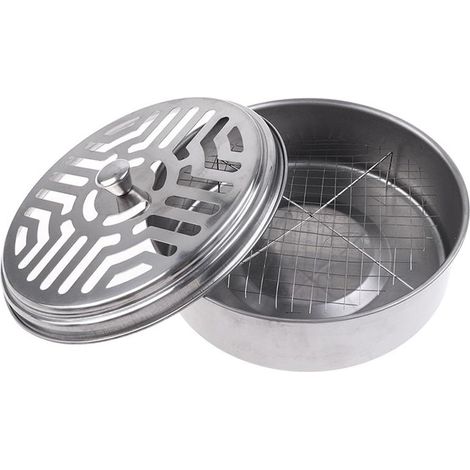 Boîte porte-spirale anti-moustiques en acier inoxydable avec couvercle. Convient pour la maison, le jardin, le camping, la pêche, les voyages et les activités de plein air. (1/5)
