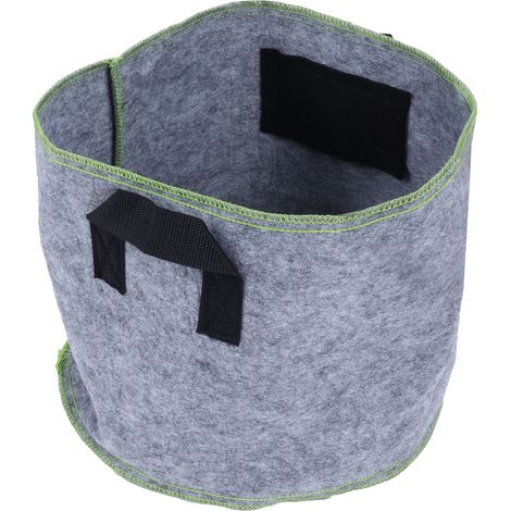 Fournitures de jardinage, sacs de culture écologiques en non-tissé, gris chiné avec coutures vert fluo, sacs de plantation à 2 poignées, sacs à plantes n° 4 Φ3025 (1/5)