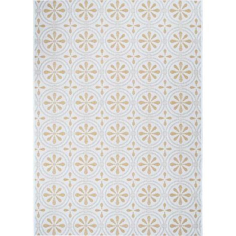 SUNSHINE TISSAGE - Tapis extérieur intérieur moderne jaune et beige 120x170