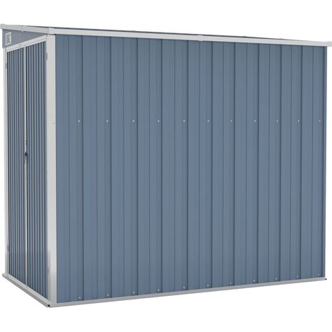 Casetta da giardino Capannone per cabina Capannone per la casa Capannone per esterni Capannone per attrezzi Robusto montaggio a parete 118 x 194 x 178 cm Acciaio zincato Grigio 020022332