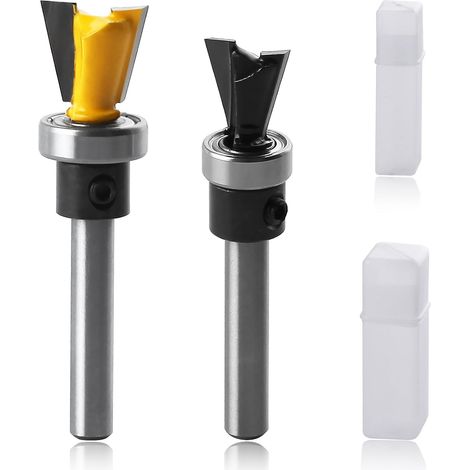 1/4" Dovetail Cutter with Bearing Woodworking Milling Tools for Furniture Construction Cabinet Cutting Diameter 1/2" 2 Pack (1/5)