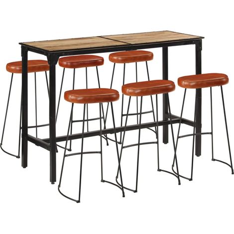 7-tlg. Bar-Set Raues Mangoholz und Metall
