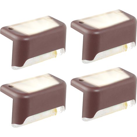Lot de 4 lampes solaires LED, étanches, pour escaliers, terrasses, clôtures, jardins (1/5)
