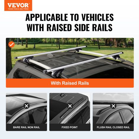 Barres transversales de toit universelles, 120 cm, barre supérieure de voiture en aluminium, compatible avec les rails latéraux surélevés, réglable avec verrous, pour SUV, berline, fourgonnette (1/5)