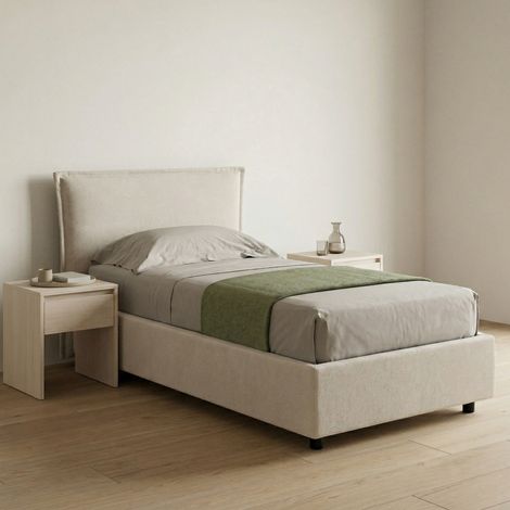 Einzelbett Brusson, abziehbar, mit Stauraum, Made in Italy, Matratzengröße 80x190 cm, Beige (1/5)