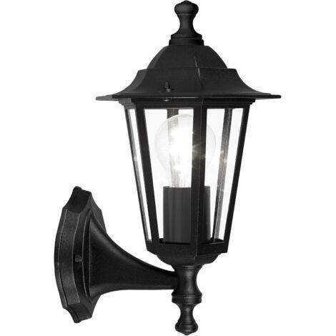 Applique murale extérieure Laterna 4, éclairage d’extérieur en fonte d’aluminium noir et verre, IP44 [Classe énergétique D] (1/4)