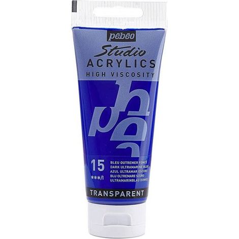 Peinture Acrylique - Pébéo - Studio - Bleu Outremer foncé - 100 ml - Satiné (1/3)