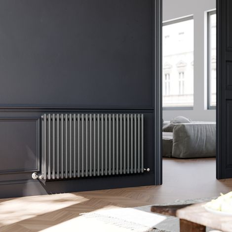 ELEGANT 600 x 1190 mm Anthracite Horizontal Radiator 2 Column Efficient Panel Central Heating Designer Traditional Radiators (1/5)