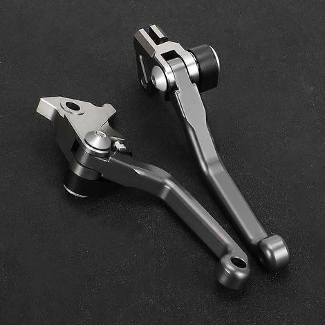 Aplicable a las manetas de freno y embrague plegables de aleación de aluminio para motocross HONDA CRF450X 2005-2018 Off-Road Pit Dirt Bike CRF 450X (gris, SIN LOGOTIPO) (1/5)
