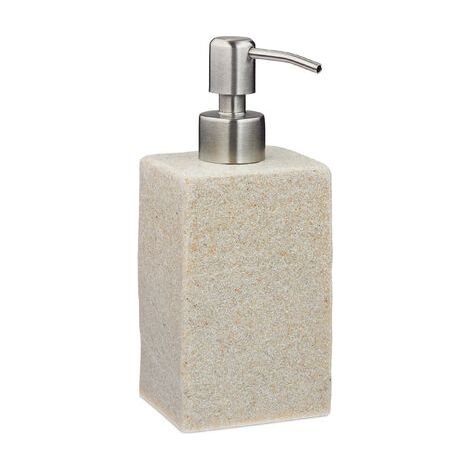 Porte-savon liquide, 200 ml, rechargeable, salle de bain, distributeur shampoing, pompe en inox, beige (1/5)