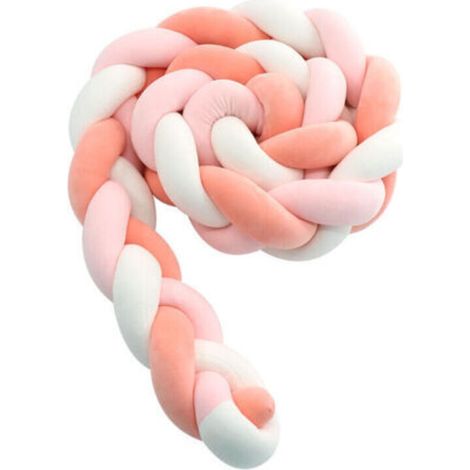 Tour de lit bébé- 3 Tissage Bébé Coussin Serpent Tressé Pare - Choc Velours Protection lit Bumper Pépinière pour Les Nouveau-Nés Lit Chambre Décor avec, rose blanc coucher de soleil rouge - 4M..DEBUN (1/4)