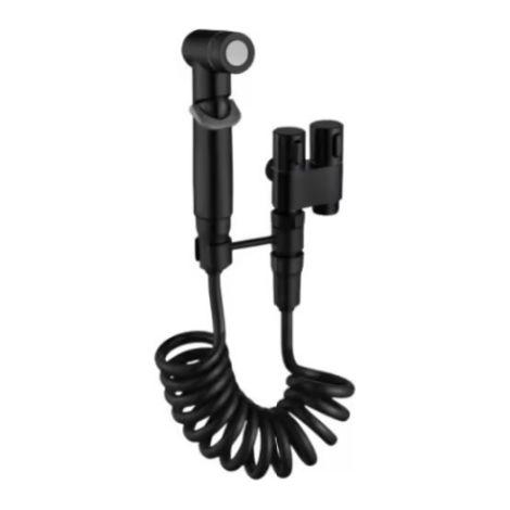 Handheld bidet sprayer for toilet, bidet attachment with dual control valve (1 inlet and 2 outlets) for feminine hygiene, pets, and clothing, black (1/5)